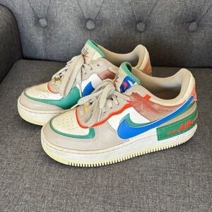 Nike Air AF1 Beige and Multicolor Sneakers Size US 6